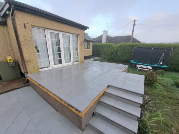 Our patio team installing a patio in Bandon